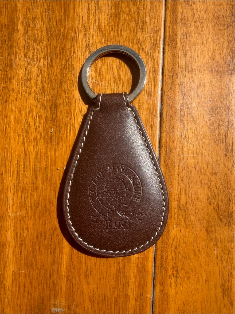Chopard Brown Leather Teardrop Key Holder with Silver Ring